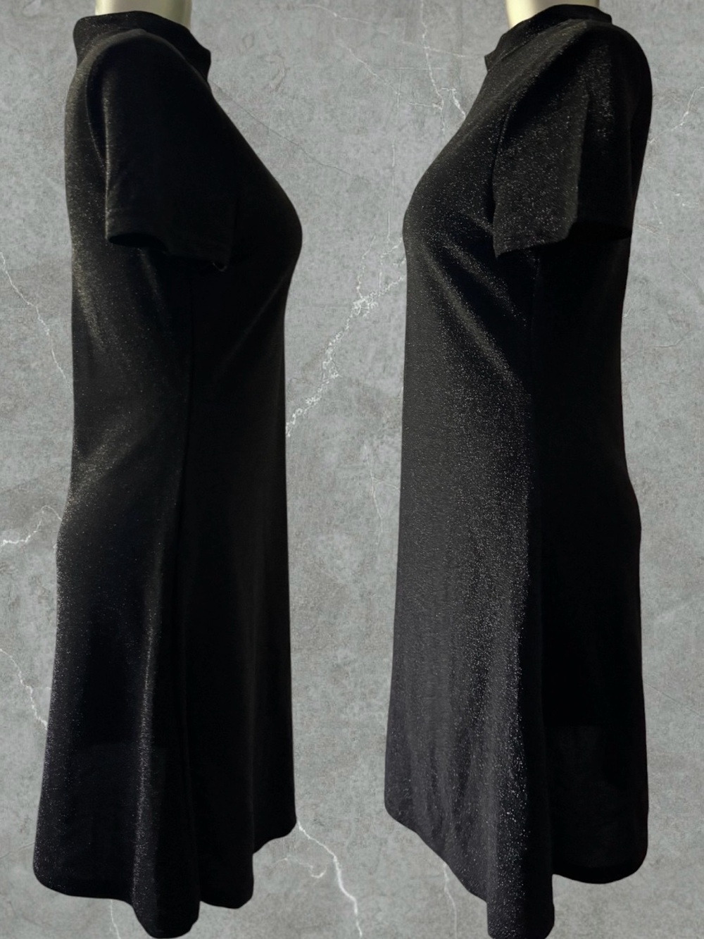 2 for $30 | Classic Black Short-Sleeve Midi Dress with Mock Neck - Picture 6 of 15
